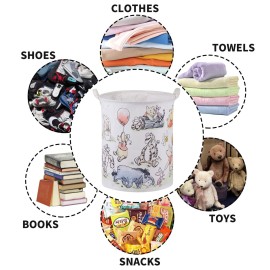Bear Storage Basket,Nursery Large Hamper Canvas Laundry Basket Foldable With Waterproof Pe Coating,For Kids Boys And Girls, Bathroom, Bedroom, Clothes,Toy Bin