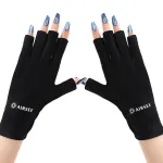 AIRSEE UV Gloves for Nail Lamp,Professional UPF50+ UV Protection Gloves for Manicures Nail Art,Fingerless Gloves That Shield Skin from The Sun and Nail Lamp (Black)