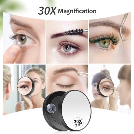 MIYADIVA 30X Magnifying Mirror, Small Magnifying Mirror with Suction Cup and Tweezers, As a Travel Magnifying Mirror, Compact Mirror Set for Plucking Eyebrows 3.5 Inches MIYADIVA 30X Magnifying Mirror, Small Magnifying Mirror with Suction Cup and Tweezers, As a Travel Magnifying Mirror, Compact Mirror Set for Plucking Eyebrows 3.5 Inches