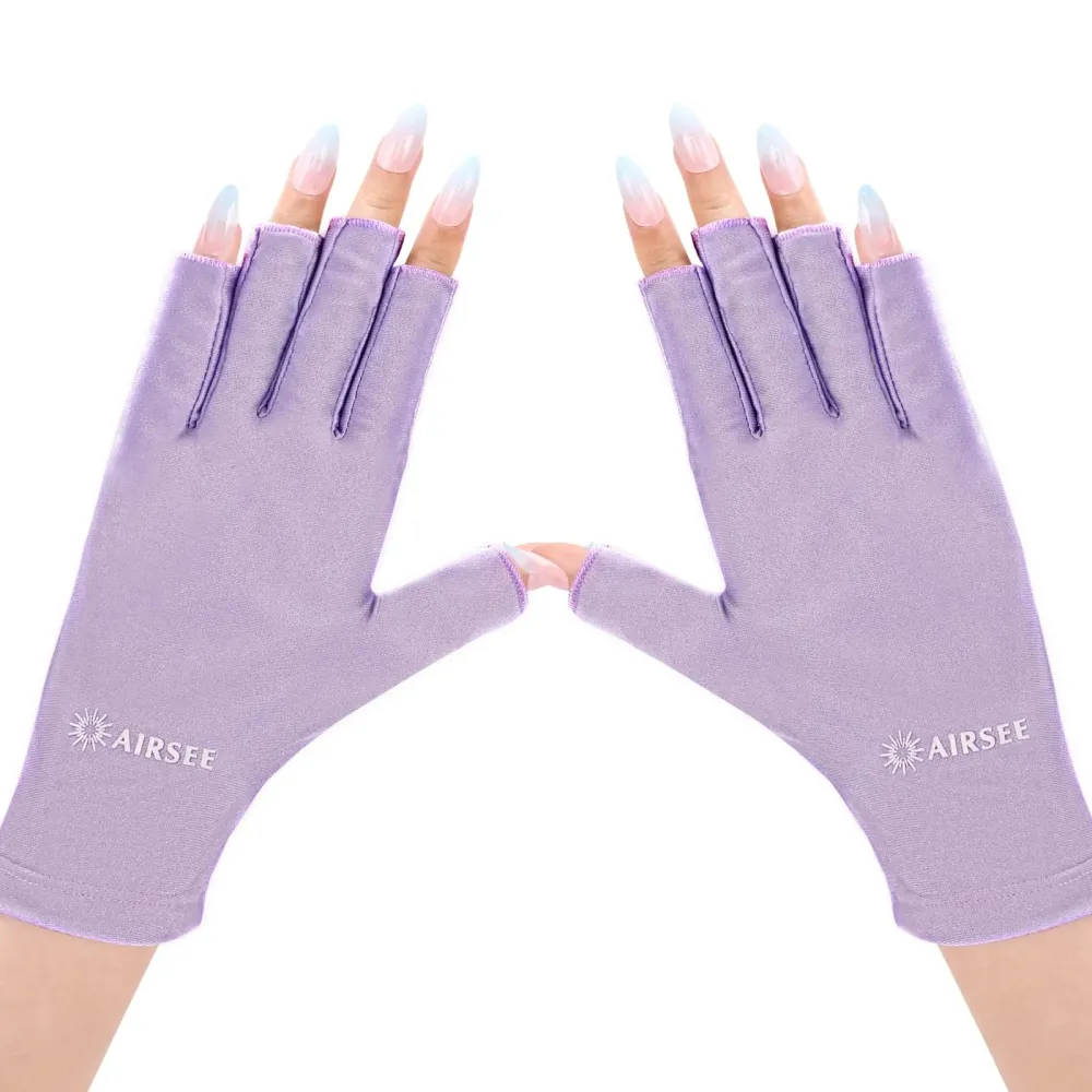 AIRSEE UV Gloves for Nail Lamp,Professional UPF50+ UV Protection Gloves for Manicures Nail Art,Fingerless Gloves That Shield Skin from The Sun and Nail Lamp (Purple) AIRSEE UV Gloves for Nail Lamp,Professional UPF50+ UV Protection Gloves for Manicures Nail Art,Fingerless Gloves That Shield Skin from The Sun and Nail Lamp (Purple)