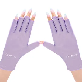 AIRSEE UV Gloves for Nail Lamp,Professional UPF50+ UV Protection Gloves for Manicures Nail Art,Fingerless Gloves That Shield Skin from The Sun and Nail Lamp (Purple)