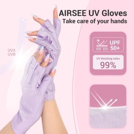 AIRSEE UV Gloves for Nail Lamp,Professional UPF50+ UV Protection Gloves for Manicures Nail Art,Fingerless Gloves That Shield Skin from The Sun and Nail Lamp (Purple) AIRSEE UV Gloves for Nail Lamp,Professional UPF50+ UV Protection Gloves for Manicures Nail Art,Fingerless Gloves That Shield Skin from The Sun and Nail Lamp (Purple)