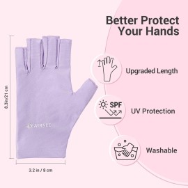 AIRSEE UV Gloves for Nail Lamp,Professional UPF50+ UV Protection Gloves for Manicures Nail Art,Fingerless Gloves That Shield Skin from The Sun and Nail Lamp (Purple) AIRSEE UV Gloves for Nail Lamp,Professional UPF50+ UV Protection Gloves for Manicures Nail Art,Fingerless Gloves That Shield Skin from The Sun and Nail Lamp (Purple)