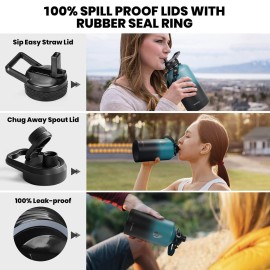 RAYMYLO Insulated Water Bottle 64 oz, Triple Wall Vacuum Stainless Steel (Cold for 48 Hrs), Leak Proof & Non-BPA, Half Gallon Water Flask Jug with Paracord Handle & Straw Spout Lids RAYMYLO Insulated Water Bottle 64 oz, Triple Wall Vacuum Stainless Steel (Cold for 48 Hrs), Leak Proof & Non-BPA, Half Gallon Water Flask Jug with Paracord Handle & Straw Spout Lids