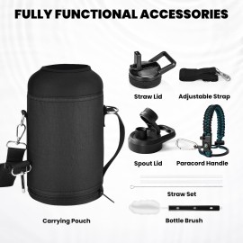 RAYMYLO Insulated Water Bottle 64 oz, Triple Wall Vacuum Stainless Steel (Cold for 48 Hrs), Leak Proof & Non-BPA, Half Gallon Water Flask Jug with Paracord Handle & Straw Spout Lids RAYMYLO Insulated Water Bottle 64 oz, Triple Wall Vacuum Stainless Steel (Cold for 48 Hrs), Leak Proof & Non-BPA, Half Gallon Water Flask Jug with Paracord Handle & Straw Spout Lids