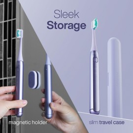 Aquasonic Icon ADA-Accepted Rechargeable Toothbrush | Magnetic Holder & Slim Travel Case | 2 Brushing Modes & Smart Timers | Gentle Micro-Vibrations (Lilac) Aquasonic Icon ADA-Accepted Rechargeable Toothbrush | Magnetic Holder & Slim Travel Case | 2 Brushing Modes & Smart Timers | Gentle Micro-Vibrations (Lilac)
