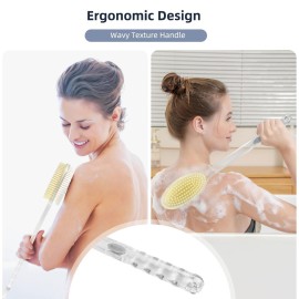 Fymblin Back Scrubber Long Handle for Shower,Back Brush Dual-Sided with Stiff and Soft Bristles,Body Exfoliator for Bath or Dry Brush Fymblin Back Scrubber Long Handle for Shower,Back Brush Dual-Sided with Stiff and Soft Bristles,Body Exfoliator for Bath or Dry Brush