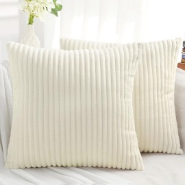 Simmore Decorative Throw Pillow Covers 18x18 Set of 2, Soft Plush Flannel Double-Sided Fluffy Spring Couch Pillow Covers for Sofa Living Room Home Decor, Cream White Simmore Decorative Throw Pillow Covers 18x18 Set of 2, Soft Plush Flannel Double-Sided Fluffy Spring Couch Pillow Covers for Sofa Living Room Home Decor, Cream White