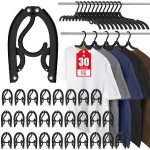 30 Pcs Travel Hangers Portable Foldable Travel Hanger Organizer, Plastic Travel Accessories Essentials Clothes Drying Rack Folding Hangers for Traveling Camping Flying RV Cruises Suitcase, Blac