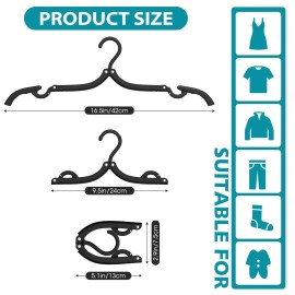30 Pcs Travel Hangers Portable Foldable Travel Hanger Organizer, Plastic Travel Accessories Essentials Clothes Drying Rack Folding Hangers for Traveling Camping Flying RV Cruises Suitcase, Blac