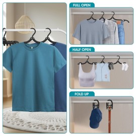 30 Pcs Travel Hangers Portable Foldable Travel Hanger Organizer, Plastic Travel Accessories Essentials Clothes Drying Rack Folding Hangers for Traveling Camping Flying RV Cruises Suitcase, Blac