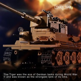 WW2 Army Tank Toys Building Kit, Create a German Tiger & an American M4 Sherman Tank Models with 1184 Blocks, Great Military Gifts for Boys Kids Age 8-14
