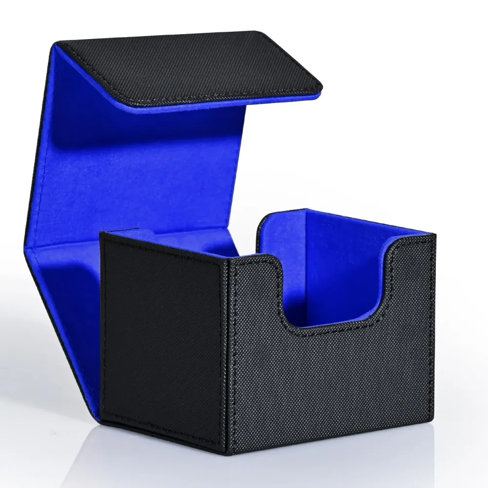 ZLCA Card Deck Box for MTG, Commander Deck Case Holds 120+ Single Sleeved Cards, Leather Magnetic Storage Box Fits for CCG TCG Sport Card (Black& Blue) ZLCA Card Deck Box for MTG, Commander Deck Case Holds 120+ Single Sleeved Cards, Leather Magnetic Storage Box Fits for CCG TCG Sport Card (Black& Blue)