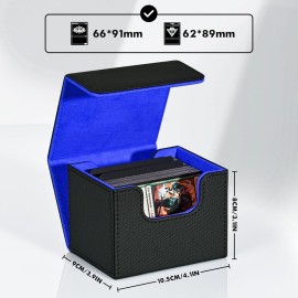 ZLCA Card Deck Box for MTG, Commander Deck Case Holds 120+ Single Sleeved Cards, Leather Magnetic Storage Box Fits for CCG TCG Sport Card (Black& Blue) ZLCA Card Deck Box for MTG, Commander Deck Case Holds 120+ Single Sleeved Cards, Leather Magnetic Storage Box Fits for CCG TCG Sport Card (Black& Blue)