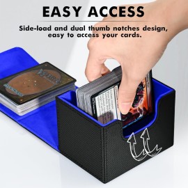 ZLCA Card Deck Box for MTG, Commander Deck Case Holds 120+ Single Sleeved Cards, Leather Magnetic Storage Box Fits for CCG TCG Sport Card (Black& Blue) ZLCA Card Deck Box for MTG, Commander Deck Case Holds 120+ Single Sleeved Cards, Leather Magnetic Storage Box Fits for CCG TCG Sport Card (Black& Blue)