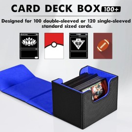 ZLCA Card Deck Box for MTG, Commander Deck Case Holds 120+ Single Sleeved Cards, Leather Magnetic Storage Box Fits for CCG TCG Sport Card (Black& Blue) ZLCA Card Deck Box for MTG, Commander Deck Case Holds 120+ Single Sleeved Cards, Leather Magnetic Storage Box Fits for CCG TCG Sport Card (Black& Blue)