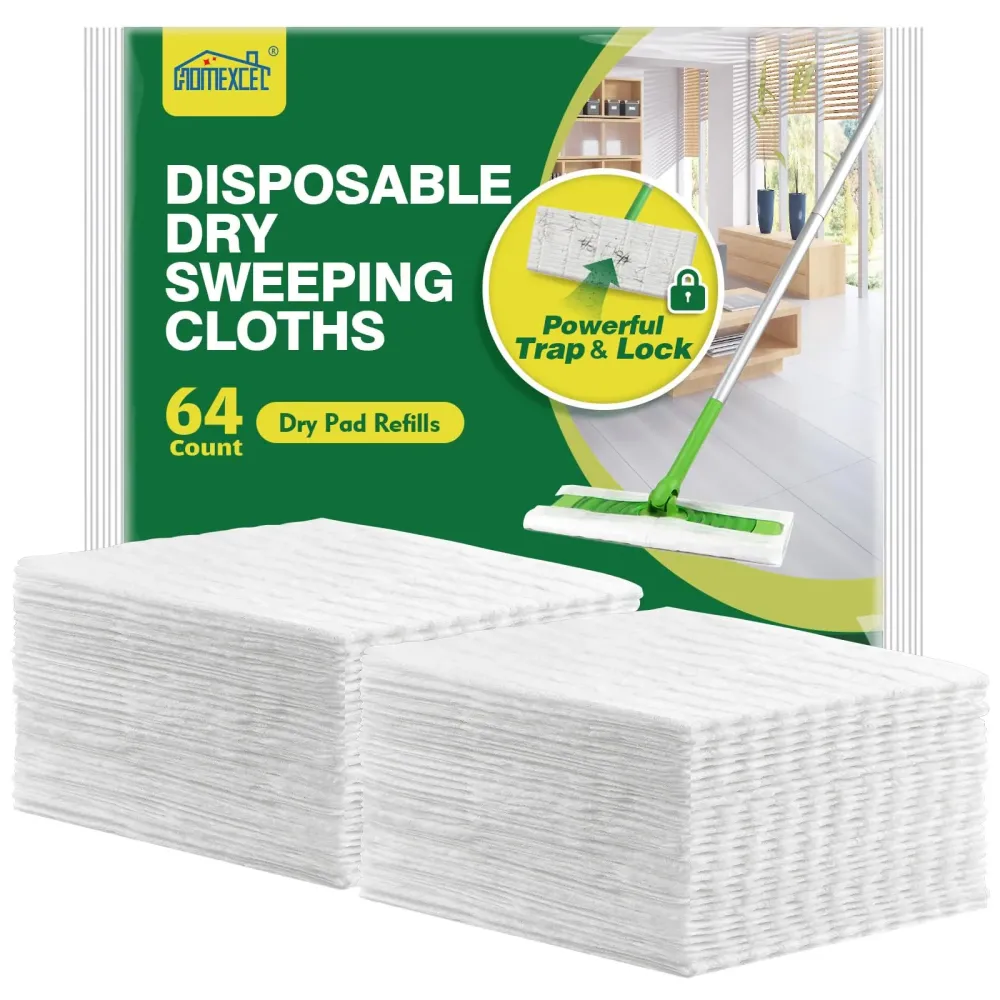 HOMEXCEL Dry Sweeping Cloths Pads Compatible with Swiffer Sweeper- Disposable Duster Refills Mop Pads for Floor Mopping and Cleaning, 64 Count HOMEXCEL Dry Sweeping Cloths Pads Compatible with Swiffer Sweeper- Disposable Duster Refills Mop Pads for Floor Mopping and Cleaning, 64 Count