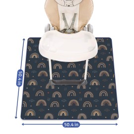Blissful Diary Baby Splat Mat for Under High Chair, 50.4 x 50.4 Inch Wipeable Splash Mat, Waterproof and Washable, Anti-Slip Floor Protector, Retro Rainbow Blissful Diary Baby Splat Mat for Under High Chair, 50.4 x 50.4 Inch Wipeable Splash Mat, Waterproof and Washable, Anti-Slip Floor Protector, Retro Rainbow