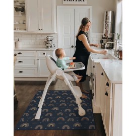 Blissful Diary Baby Splat Mat for Under High Chair, 50.4 x 50.4 Inch Wipeable Splash Mat, Waterproof and Washable, Anti-Slip Floor Protector, Retro Rainbow Blissful Diary Baby Splat Mat for Under High Chair, 50.4 x 50.4 Inch Wipeable Splash Mat, Waterproof and Washable, Anti-Slip Floor Protector, Retro Rainbow