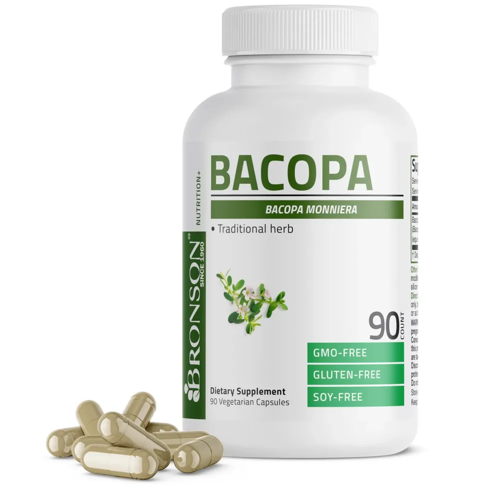 Bronson Bacopa Supports Healthy Brain Function and Mental Performance, Traditional Herb, Non-GMO, 90 Vegetarian Capsules Bronson Bacopa Supports Healthy Brain Function and Mental Performance, Traditional Herb, Non-GMO, 90 Vegetarian Capsules