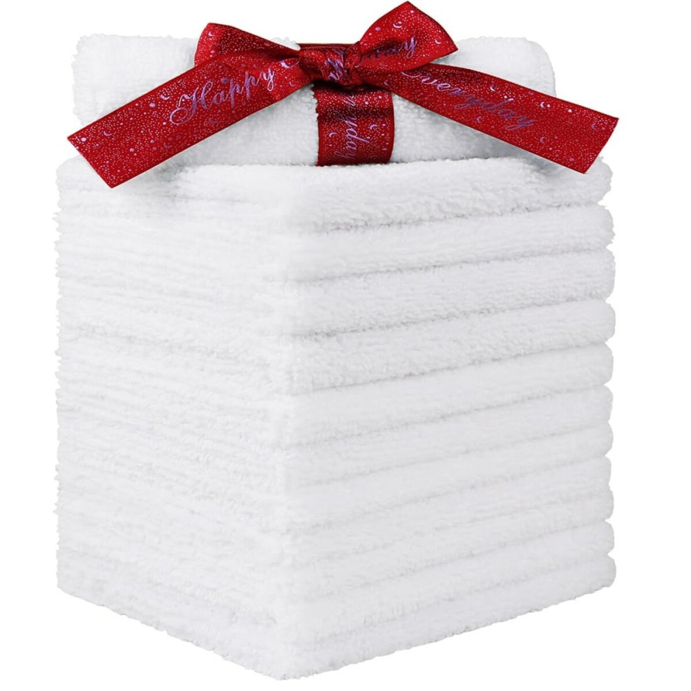 HOMEXCEL Microfiber Washcloths 12 Pack, Highly Absorbent and Soft Face Towel, Multi-Purpose White Wash Cloths for Bathroom, Hotel, Spa, Gym, and Kitchen, 12x12 Inch HOMEXCEL Microfiber Washcloths 12 Pack, Highly Absorbent and Soft Face Towel, Multi-Purpose White Wash Cloths for Bathroom, Hotel, Spa, Gym, and Kitchen, 12x12 Inch