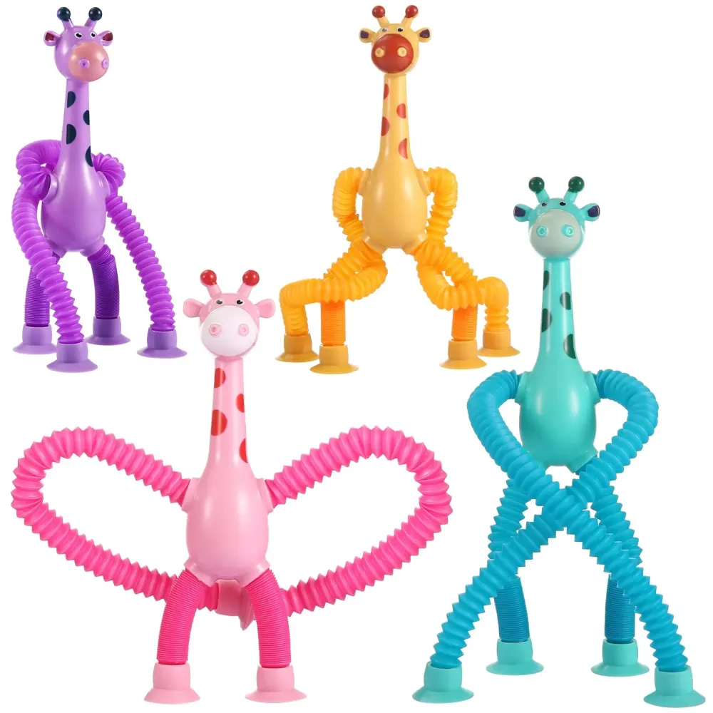 Xonteus 4Pcs Telescopic Suction Cup Giraffe Toy - Sensory Tube Toddler Travel Toys, Connect & Pop Fidget for Kids, Autism Sensory Toys, Encourages Imaginative Play & Creative Thinking Xonteus 4Pcs Telescopic Suction Cup Giraffe Toy - Sensory Tube Toddler Travel Toys, Connect & Pop Fidget for Kids, Autism Sensory Toys, Encourages Imaginative Play & Creative Thinking