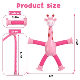 Xonteus 4Pcs Telescopic Suction Cup Giraffe Toy - Sensory Tube Toddler Travel Toys, Connect & Pop Fidget for Kids, Autism Sensory Toys, Encourages Imaginative Play & Creative Thinking Xonteus 4Pcs Telescopic Suction Cup Giraffe Toy - Sensory Tube Toddler Travel Toys, Connect & Pop Fidget for Kids, Autism Sensory Toys, Encourages Imaginative Play & Creative Thinking