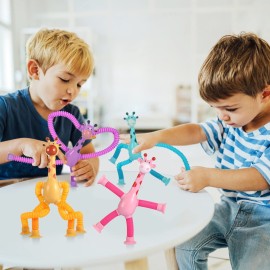 Xonteus 4Pcs Telescopic Suction Cup Giraffe Toy - Sensory Tube Toddler Travel Toys, Connect & Pop Fidget for Kids, Autism Sensory Toys, Encourages Imaginative Play & Creative Thinking Xonteus 4Pcs Telescopic Suction Cup Giraffe Toy - Sensory Tube Toddler Travel Toys, Connect & Pop Fidget for Kids, Autism Sensory Toys, Encourages Imaginative Play & Creative Thinking