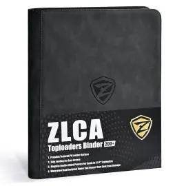 ZLCA Toploader Card Binder, 9-Pocket Trading Card Album Holder fits for 3 x 4\'\' Top Loader, Double-sided Card Display Storage Carrying Case, Plastic Pages for Holding PTCG MTG Sports Cards (Black)