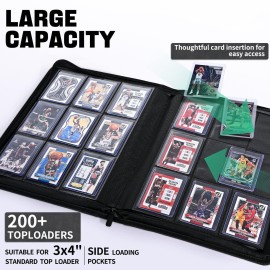 ZLCA Toploader Card Binder, 9-Pocket Trading Card Album Holder fits for 3 x 4\'\' Top Loader, Double-sided Card Display Storage Carrying Case, Plastic Pages for Holding PTCG MTG Sports Cards (Black) ZLCA Toploader Card Binder, 9-Pocket Trading Card Album Holder fits for 3 x 4\'\' Top Loader, Double-sided Card Display Storage Carrying Case, Plastic Pages for Holding PTCG MTG Sports Cards (Black)