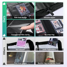 ZLCA Toploader Card Binder, 9-Pocket Trading Card Album Holder fits for 3 x 4\'\' Top Loader, Double-sided Card Display Storage Carrying Case, Plastic Pages for Holding PTCG MTG Sports Cards (Black) ZLCA Toploader Card Binder, 9-Pocket Trading Card Album Holder fits for 3 x 4\'\' Top Loader, Double-sided Card Display Storage Carrying Case, Plastic Pages for Holding PTCG MTG Sports Cards (Black)
