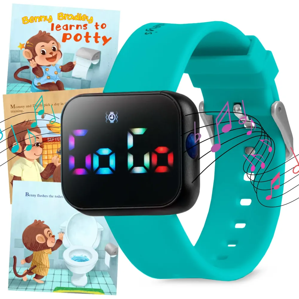 Potty Training Watch for Kids V2 - A Water Resistant Potty Reminder Device for Boys & Girls to Train Your Toddler with Fun/Musical & Vibration Interval Reminder with Potty Training eBook (Turquoise) Potty Training Watch for Kids V2 - A Water Resistant Potty Reminder Device for Boys & Girls to Train Your Toddler with Fun/Musical & Vibration Interval Reminder with Potty Training eBook (Turquoise)