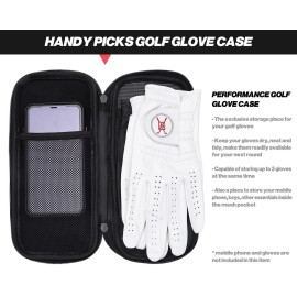 Handy Picks Performance Golf Glove Case - Golf Gloves Holder Case That Protects n Keeps Your Golf Gloves Neat n Dry - Air Flows Through on The Back Cover to Let The Moisture Out (Black) Handy Picks Performance Golf Glove Case - Golf Gloves Holder Case That Protects n Keeps Your Golf Gloves Neat n Dry - Air Flows Through on The Back Cover to Let The Moisture Out (Black)