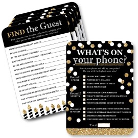 Big Dot of Happiness Adult Happy Birthday - Gold - 2-in-1 Birthday Party Cards - Activity Duo Games - Set of 20