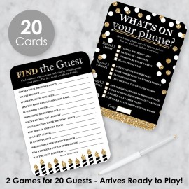 Big Dot of Happiness Adult Happy Birthday - Gold - 2-in-1 Birthday Party Cards - Activity Duo Games - Set of 20