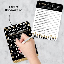Big Dot of Happiness Adult Happy Birthday - Gold - 2-in-1 Birthday Party Cards - Activity Duo Games - Set of 20