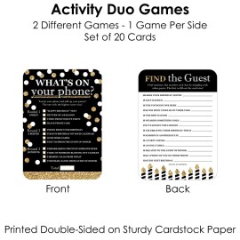 Big Dot of Happiness Adult Happy Birthday - Gold - 2-in-1 Birthday Party Cards - Activity Duo Games - Set of 20