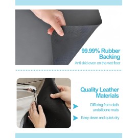 Dish Drying Mat for Kitchen Counter, 12x19 Dish Drying Pad with Non-slip Rubber Backed, Hide Stain Anti Absorbent for Kitchen Counter, Drying Mat for Coffee Machine Dish Rack (Grey)