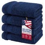 American Veteran Towel, Hand Towels for Bathroom Set of 4, 100% Cotton Turkish Hand Towel Sets Clearance Prime, Soft Hand Face Towels, Navy Blue Hand Towels