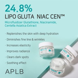 APLB Glutathione Niacinamide Facial Cream | LIPO GLUTA NIAC CEN 24.8% 1.86 FL.OZ/Korean Skincare, Deep hydration, Niacinamide, Improve skin elasticity, Improve skin texture APLB Glutathione Niacinamide Facial Cream | LIPO GLUTA NIAC CEN 24.8% 1.86 FL.OZ/Korean Skincare, Deep hydration, Niacinamide, Improve skin elasticity, Improve skin texture