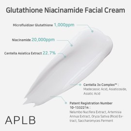 APLB Glutathione Niacinamide Facial Cream | LIPO GLUTA NIAC CEN 24.8% 1.86 FL.OZ/Korean Skincare, Deep hydration, Niacinamide, Improve skin elasticity, Improve skin texture APLB Glutathione Niacinamide Facial Cream | LIPO GLUTA NIAC CEN 24.8% 1.86 FL.OZ/Korean Skincare, Deep hydration, Niacinamide, Improve skin elasticity, Improve skin texture
