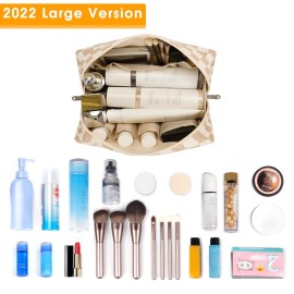 Large Makeup Bag Zipper Pouch Travel Cosmetic Organizer for Women (Large, Light Checkerboard) Large Makeup Bag Zipper Pouch Travel Cosmetic Organizer for Women (Large, Light Checkerboard)