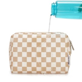 Large Makeup Bag Zipper Pouch Travel Cosmetic Organizer for Women (Large, Light Checkerboard) Large Makeup Bag Zipper Pouch Travel Cosmetic Organizer for Women (Large, Light Checkerboard)