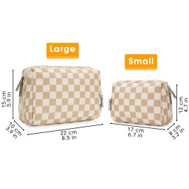 Large Makeup Bag Zipper Pouch Travel Cosmetic Organizer for Women (Large, Light Checkerboard) Large Makeup Bag Zipper Pouch Travel Cosmetic Organizer for Women (Large, Light Checkerboard)