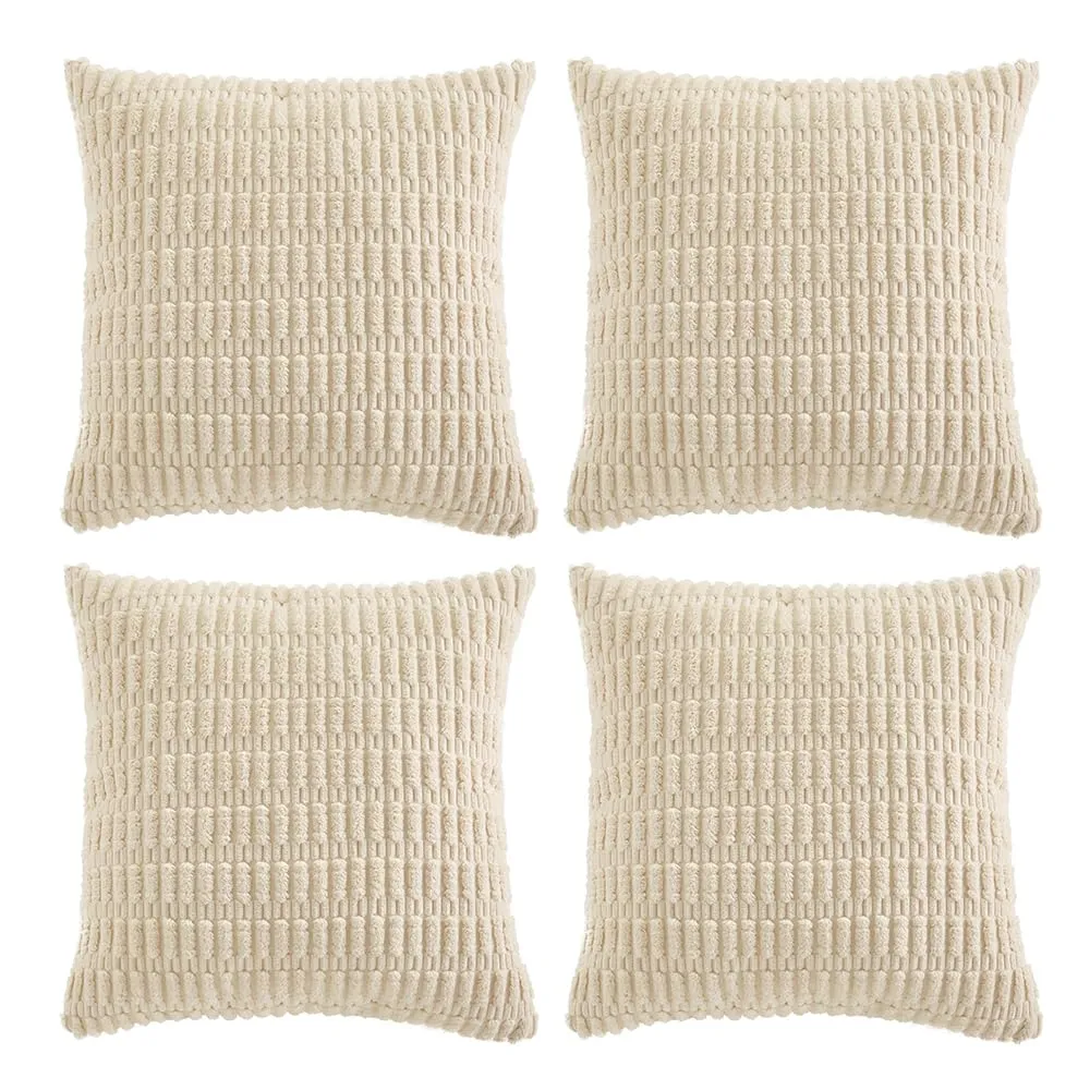 Fancy Homi 4 Packs Boho Cream Decorative Throw Pillow Covers 18x18 Inch for Living Room Couch Bed Sofa, Rustic Modern Farmhouse Home Decor, Soft Plush Corduroy Cute Square Beige Cushion Case 45x45 cm Fancy Homi 4 Packs Boho Cream Decorative Throw Pillow Covers 18x18 Inch for Living Room Couch Bed Sofa, Rustic Modern Farmhouse Home Decor, Soft Plush Corduroy Cute Square Beige Cushion Case 45x45 cm