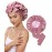 Satin Bonnet Silk Bonnet for Sleeping Silk Sleep Cap Double Layer Hair Bonnet with Elastic Tie Band for Curly Hair Night Cap (Bean Paste + Pink)