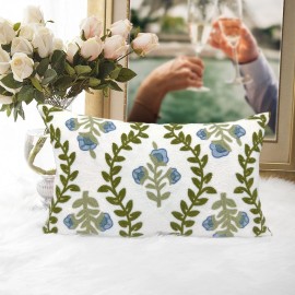 Alysheer Spring Floral Embroidered Decorative Throw Pillow Cover 12x 20, Farmhouse Blue Flowers Green Leaves Patterned Cotton Canvas Lumbar Cushion Case for Sofa Couch Living Room Cottage Decor Alysheer Spring Floral Embroidered Decorative Throw Pillow Cover 12x 20, Farmhouse Blue Flowers Green Leaves Patterned Cotton Canvas Lumbar Cushion Case for Sofa Couch Living Room Cottage Decor