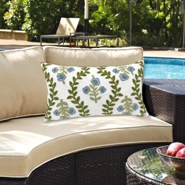 Alysheer Spring Floral Embroidered Decorative Throw Pillow Cover 12x 20, Farmhouse Blue Flowers Green Leaves Patterned Cotton Canvas Lumbar Cushion Case for Sofa Couch Living Room Cottage Decor Alysheer Spring Floral Embroidered Decorative Throw Pillow Cover 12x 20, Farmhouse Blue Flowers Green Leaves Patterned Cotton Canvas Lumbar Cushion Case for Sofa Couch Living Room Cottage Decor