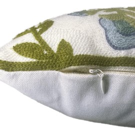 Alysheer Spring Floral Embroidered Decorative Throw Pillow Cover 12x 20, Farmhouse Blue Flowers Green Leaves Patterned Cotton Canvas Lumbar Cushion Case for Sofa Couch Living Room Cottage Decor Alysheer Spring Floral Embroidered Decorative Throw Pillow Cover 12x 20, Farmhouse Blue Flowers Green Leaves Patterned Cotton Canvas Lumbar Cushion Case for Sofa Couch Living Room Cottage Decor