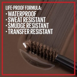 Maybelline Tattoo Studio Brow Styling Gel, Waterproof Eyebrow Make Up, Brow Tint for Up to 36HR Wear, Deep Brown, 1 Count